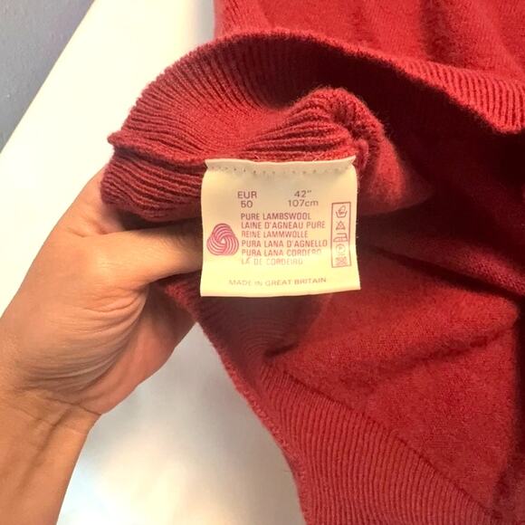 Harrods by Alan Paine Men’s 42 Pure Lambswool Sweater Vest Red Made in Britain - Picture 5 of 7